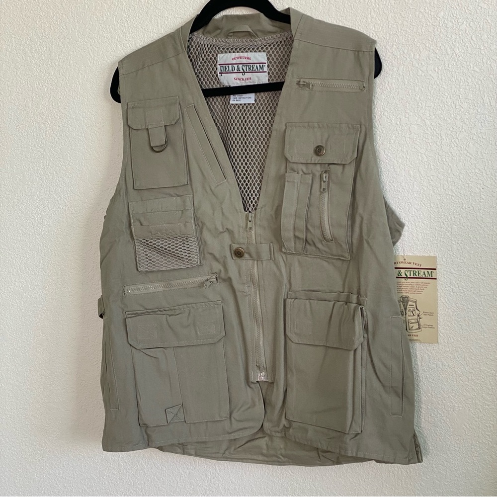 Field & Stream Men's Size Large Fly Fishing Utility Vest Khaki‎